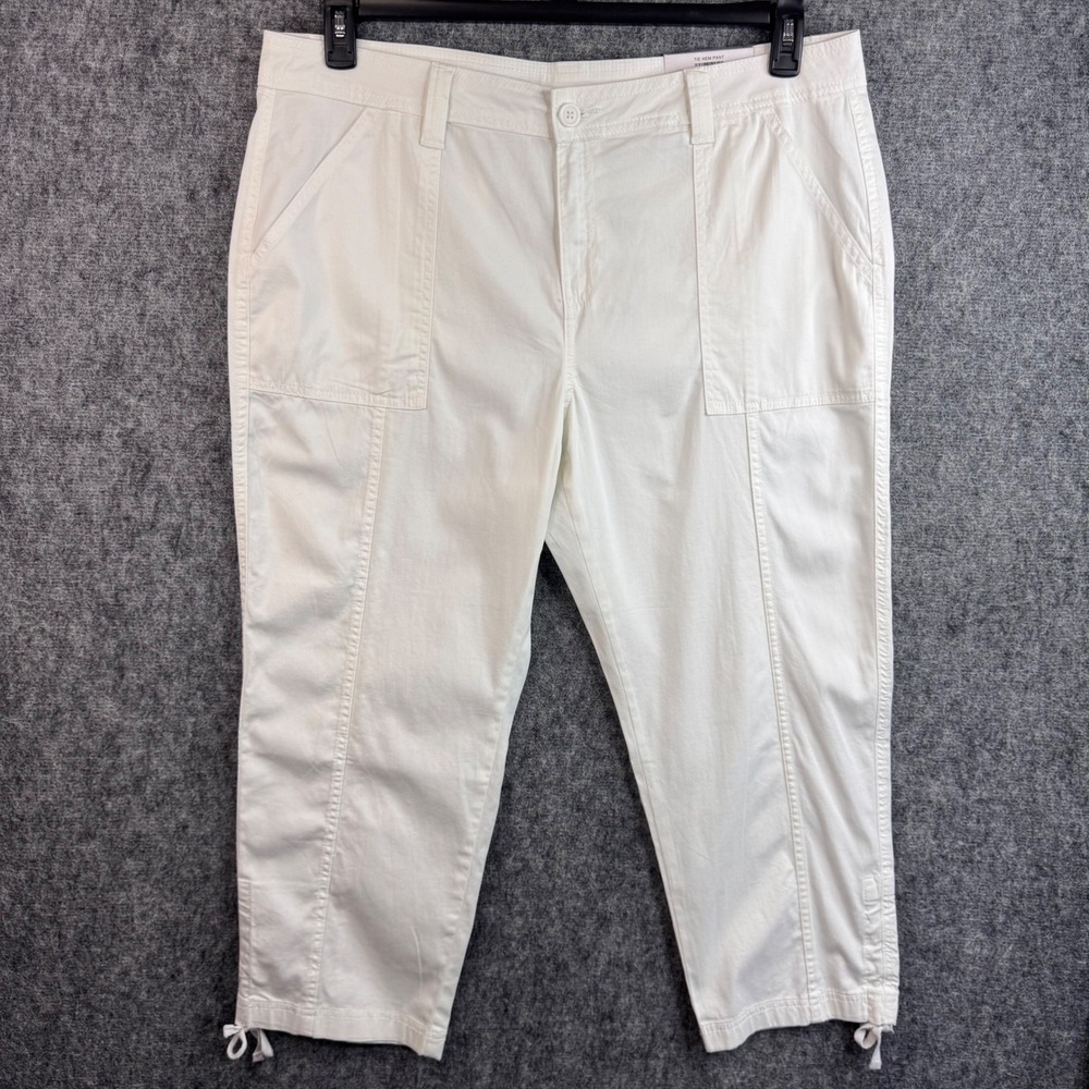 Style & Co Womens 18 Bright White Tie Hem Straight Mid Rise Cropped Pants New